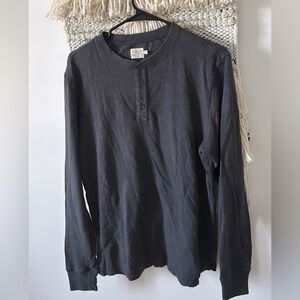 Faherty Mens Medium Luxe Cotton Long Sleeve Polo Henley Shirt